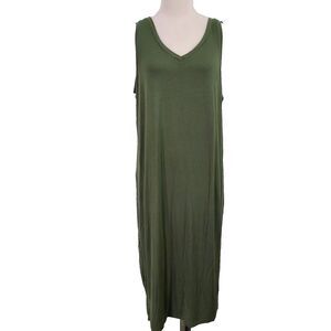Dip Midi Tank Dress Womens Size XL Flowy Stretch Sleeveless Comfy Soft Casual